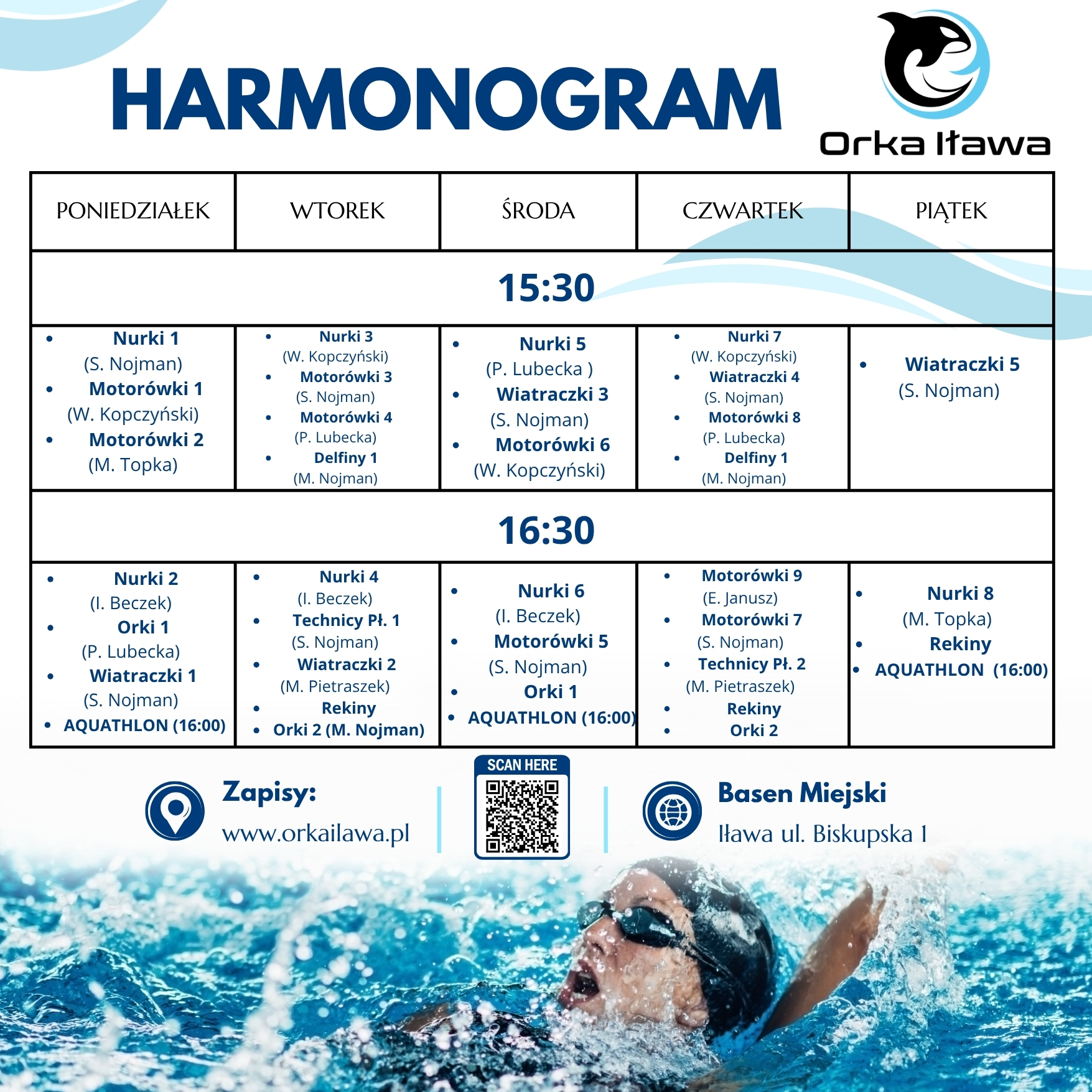 Harmonogramy pływackiego roku szkolnego 2026/2027 - 2