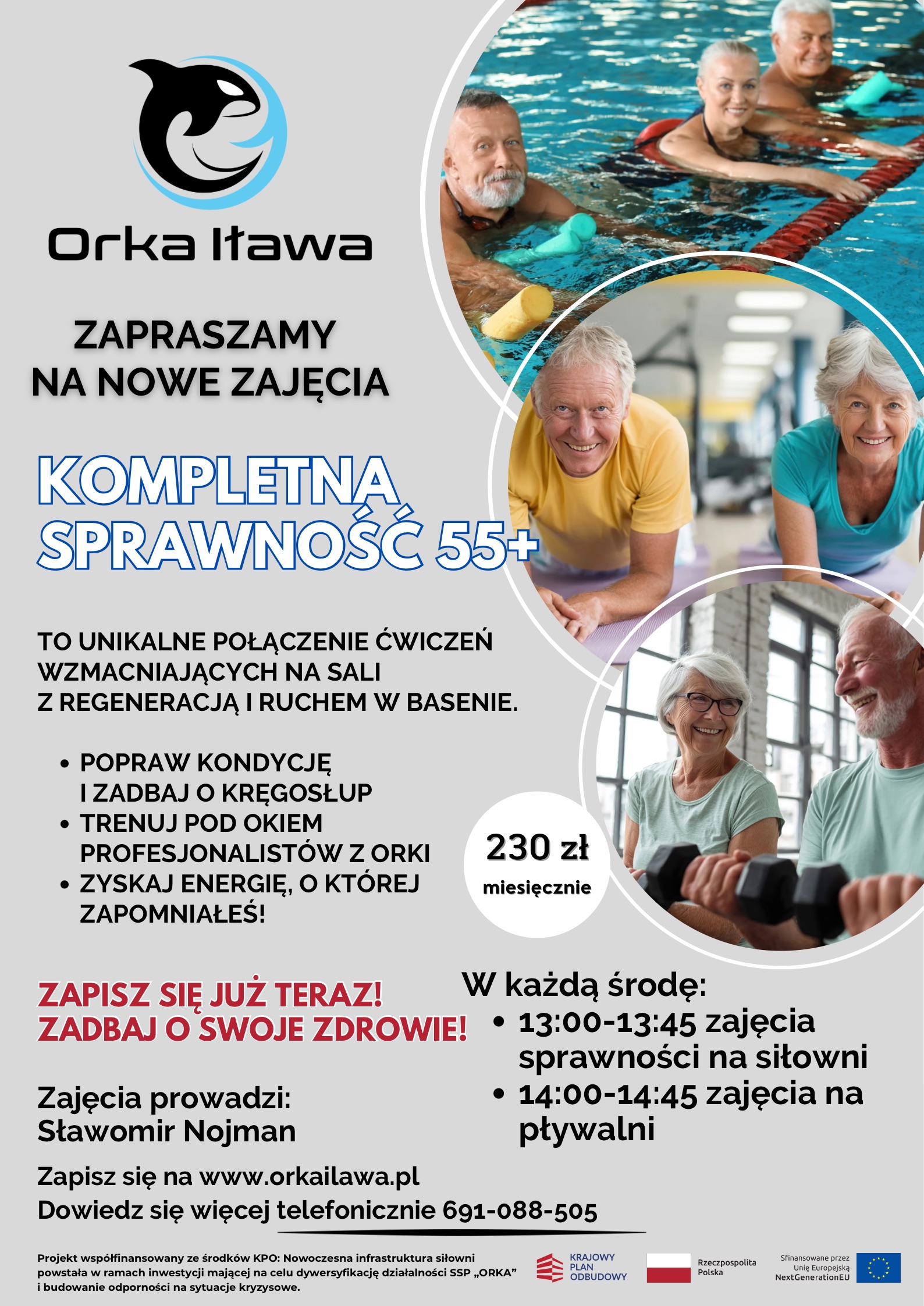 Zajęcia dla dorosłych w ORCE - pływanie i siłownia - 2